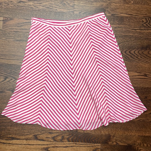 Michael Kors Striped Silk Pink and Off White Flowy Mini Skirt Size 14 - Picture 3 of 12